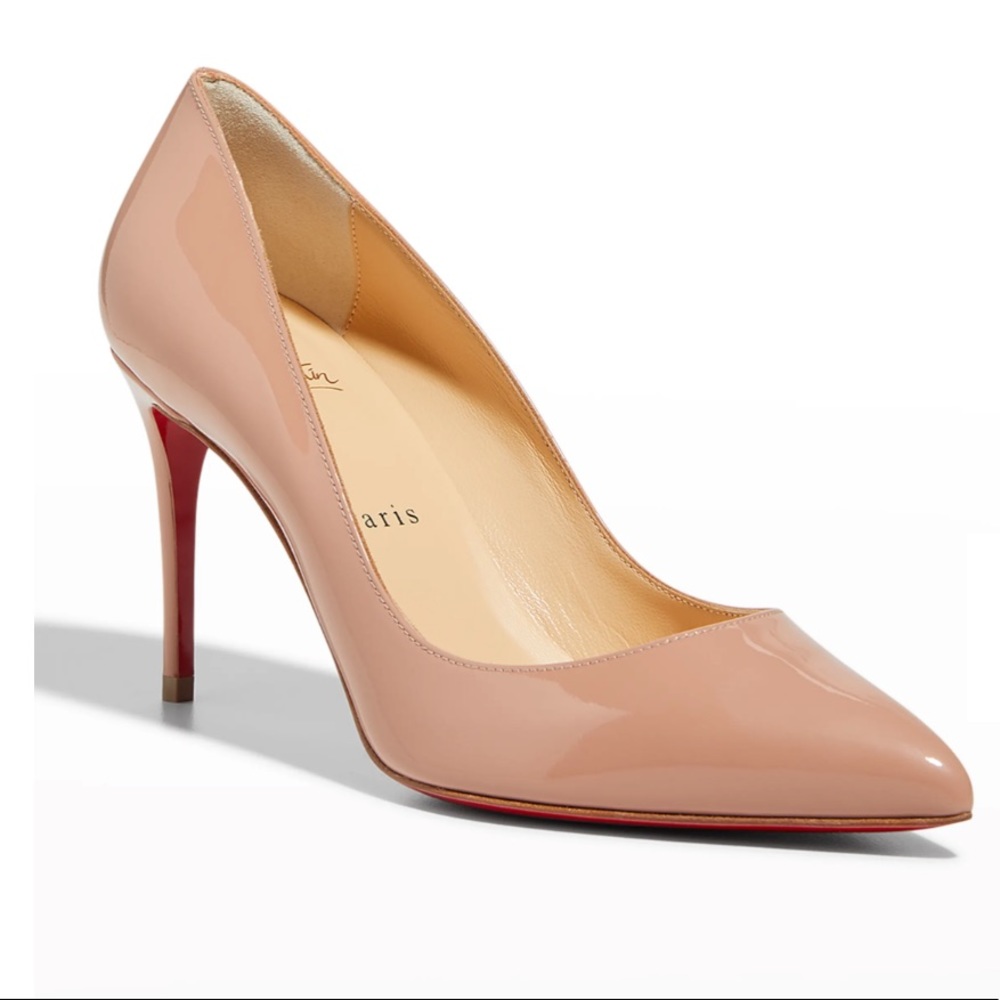 Christian Louboutin Pigalle Follies 85mm Nude Patent Red Sole Pumps